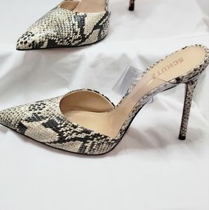 SCHUTZ Snake Embossed heeled mules